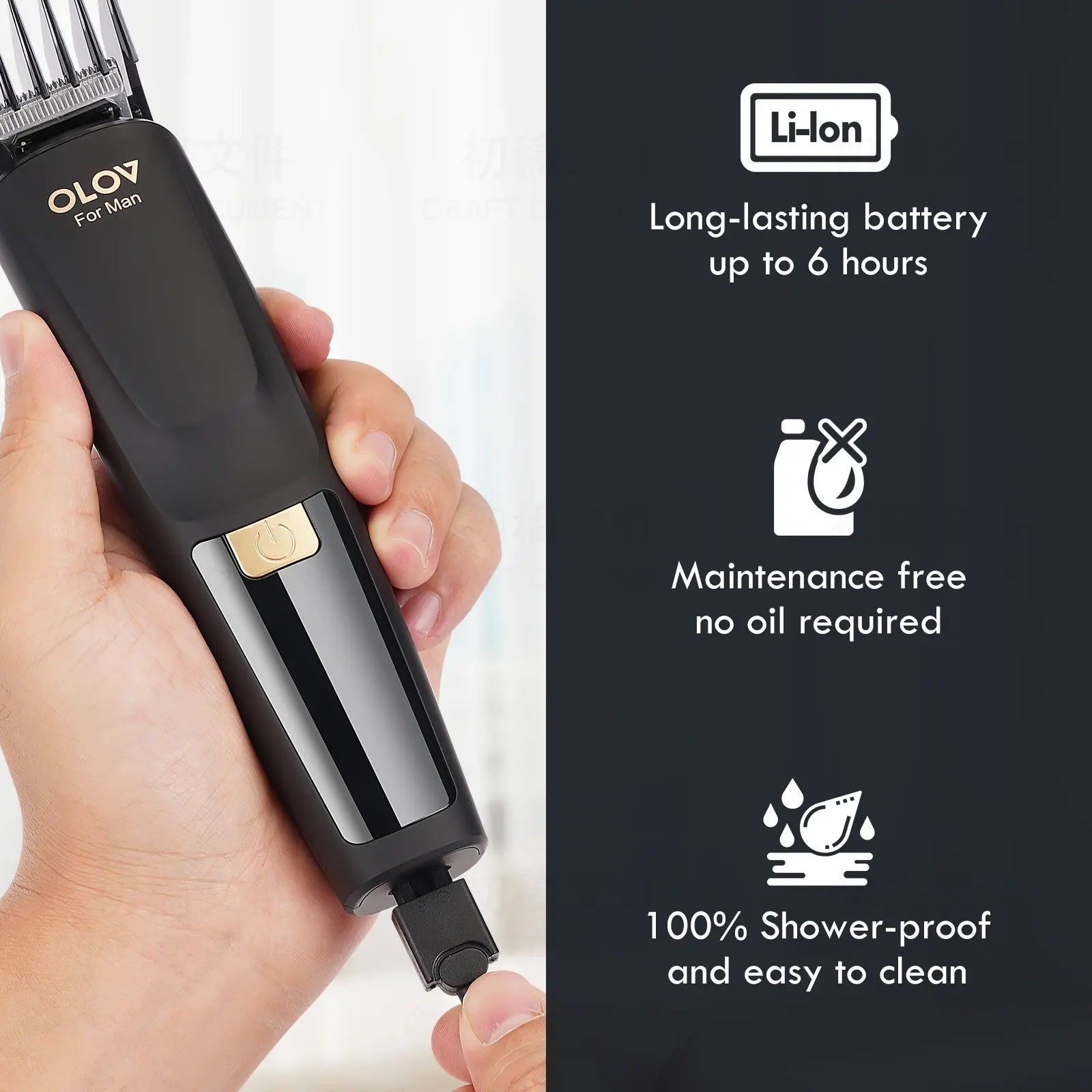 OLOV Beard/Hair Shaver for Men - All-in-One Mens Grooming Kit with Trimmer for Beard, Nose, face, Cordless Hair Clippers Electric Razor, Black Comfort