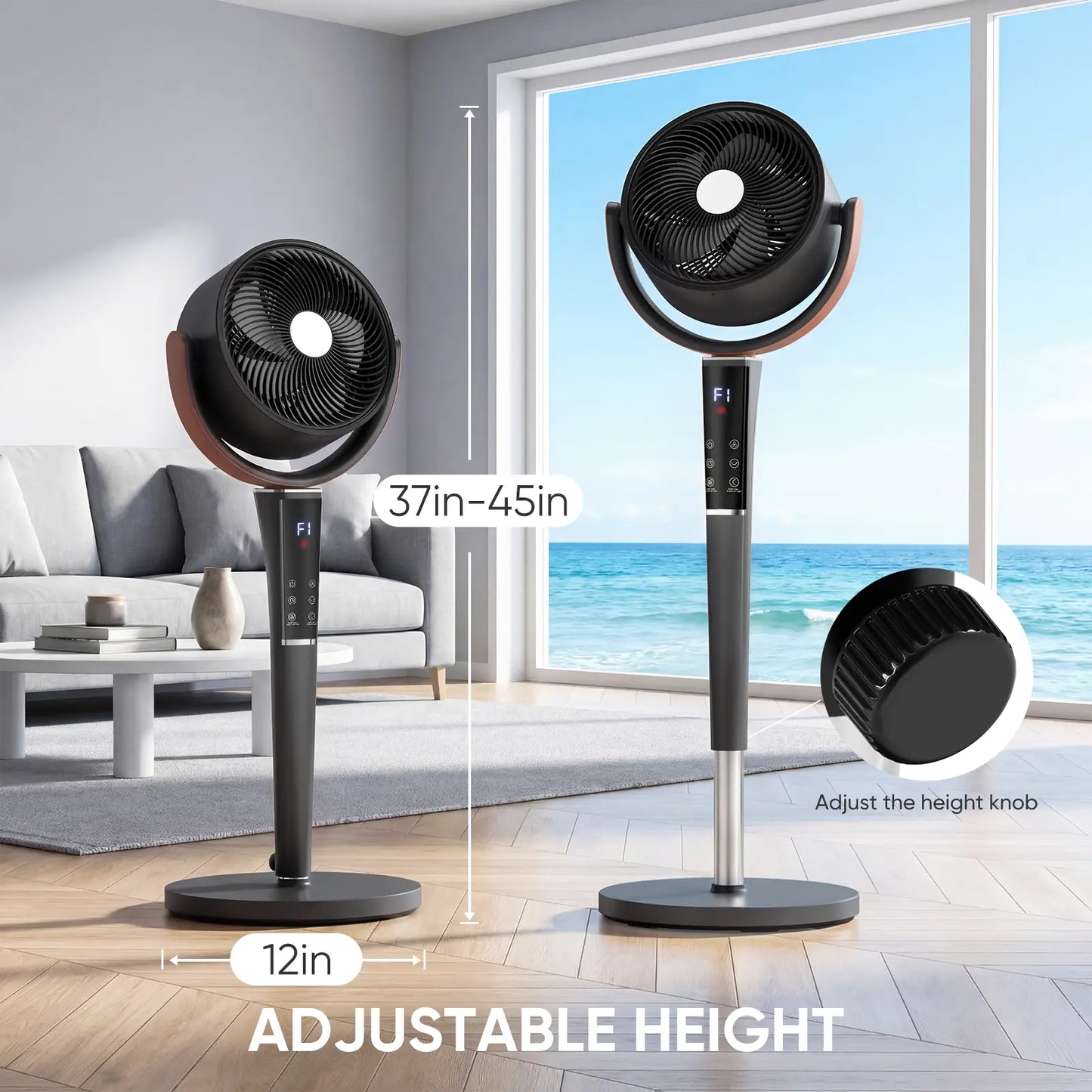 Quiet Adjustable Pedestal Fan with DC Motor