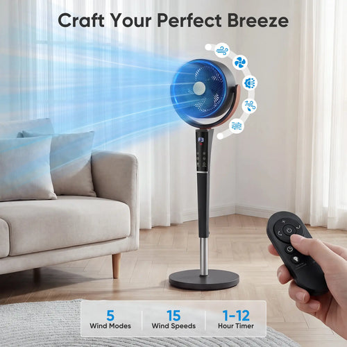 Quiet Adjustable Pedestal Fan with DC Motor